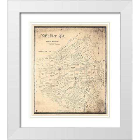 Walker County Texas - Sweeney 1889  White Modern Wood Framed Art Print with Double Matting by Sweeney