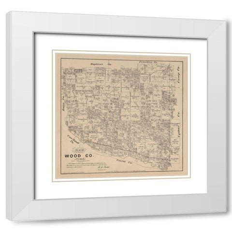 Wood County Texas - Walsh 1879  White Modern Wood Framed Art Print with Double Matting by Walsh