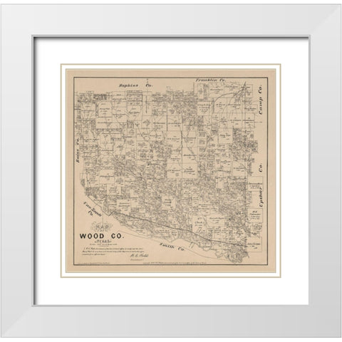 Wood County Texas - Walsh 1879  White Modern Wood Framed Art Print with Double Matting by Walsh