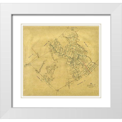 Wharton County Texas - Pressler 1865  White Modern Wood Framed Art Print with Double Matting by Pressler