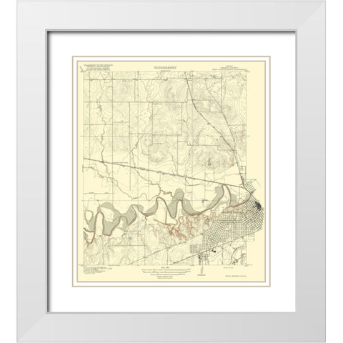 Wichita Falls West Texas Quad - USGS 1918 White Modern Wood Framed Art Print with Double Matting by USGS