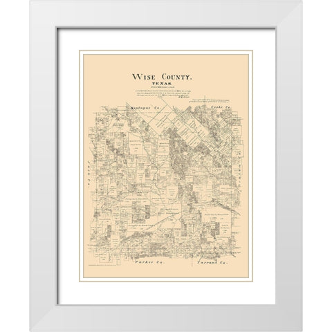 Wise County Texas - Walsh 1879  White Modern Wood Framed Art Print with Double Matting by Walsh
