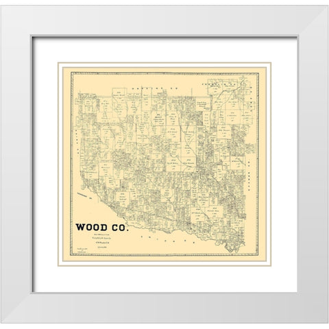 Wood County Texas - Pressler 1895  White Modern Wood Framed Art Print with Double Matting by Pressler