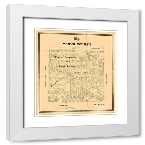 Young County Texas - Walsh 1889  White Modern Wood Framed Art Print with Double Matting by Walsh