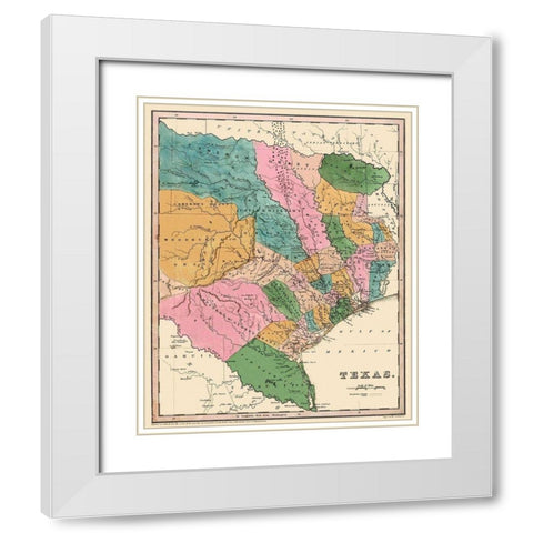 Texas - Bradford 1833 White Modern Wood Framed Art Print with Double Matting by Bradford