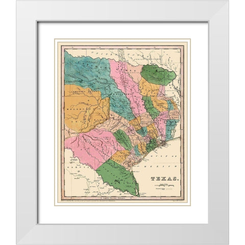 Texas - Bradford 1833 White Modern Wood Framed Art Print with Double Matting by Bradford