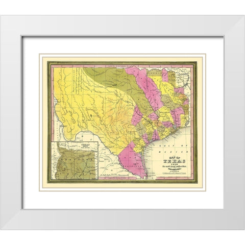Texas - Mitchell 1846 White Modern Wood Framed Art Print with Double Matting by Mitchell