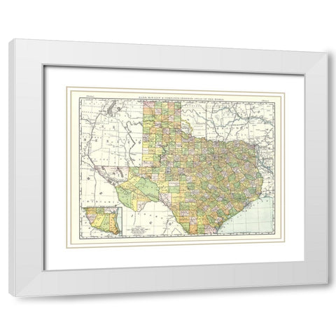 Texas - Rand McNally 1897 White Modern Wood Framed Art Print with Double Matting by Rand McNally
