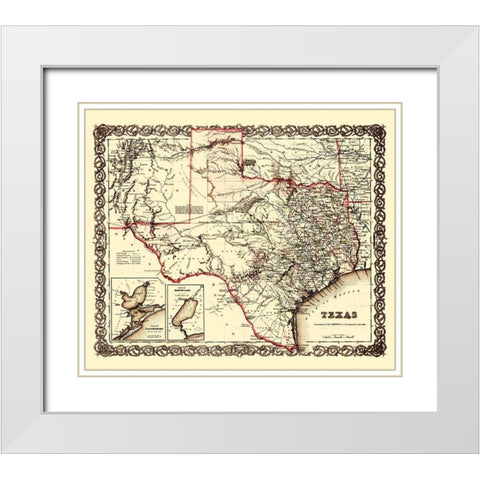 Texas, Galveston Bay, Sabine Lake Plans White Modern Wood Framed Art Print with Double Matting by Colton
