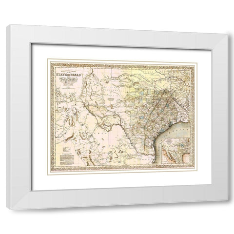 Texas and Northern Mexico - Desilver 1859 White Modern Wood Framed Art Print with Double Matting by Desilver