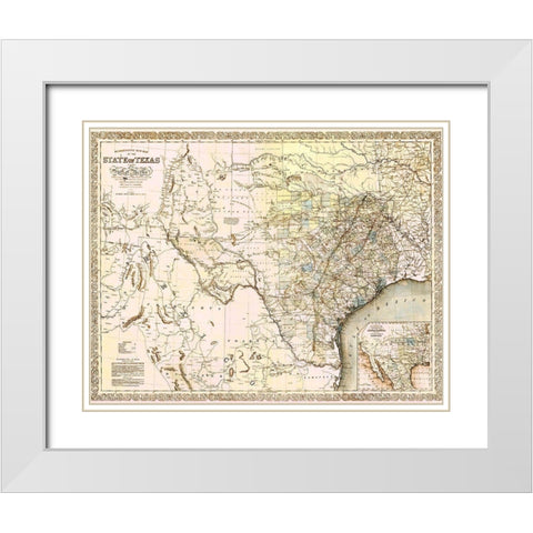 Texas and Northern Mexico - Desilver 1859 White Modern Wood Framed Art Print with Double Matting by Desilver