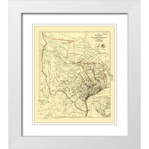 Republic of Texas - Arrowsmith 1841 White Modern Wood Framed Art Print with Double Matting by Arrowsmith