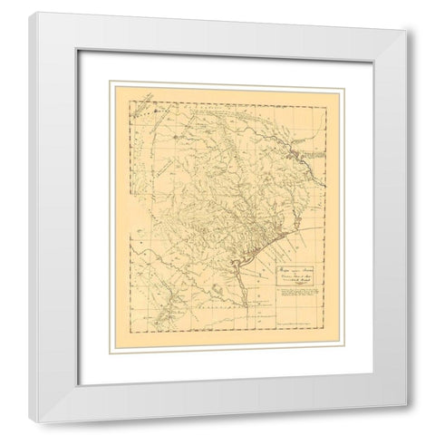 Texas Original Map - Austin 1829 White Modern Wood Framed Art Print with Double Matting by Austin