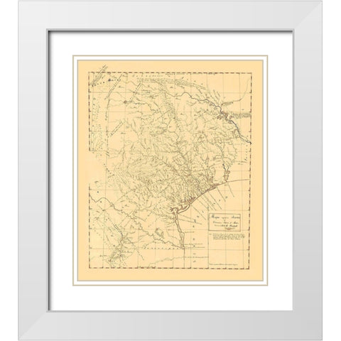 Texas Original Map - Austin 1829 White Modern Wood Framed Art Print with Double Matting by Austin