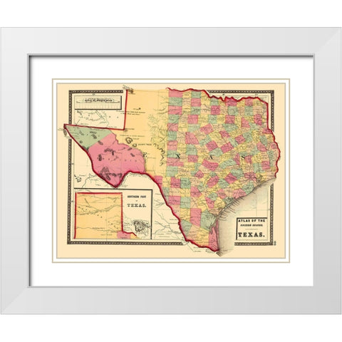 Texas - Stedman 1873 White Modern Wood Framed Art Print with Double Matting by Stedman