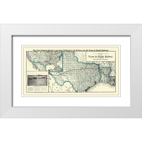 Texas and Pacific Railway with Connections 1903 White Modern Wood Framed Art Print with Double Matting by Woodward