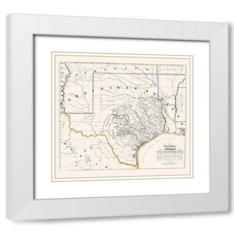 Texas - Association for German Immigrants 1851 White Modern Wood Framed Art Print with Double Matting by Association for German Immigrants