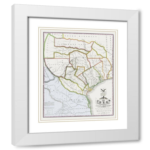 Texas Landowner Plat - Tanner 1836 White Modern Wood Framed Art Print with Double Matting by Tanner