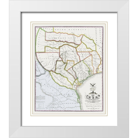 Texas Landowner Plat - Tanner 1836 White Modern Wood Framed Art Print with Double Matting by Tanner