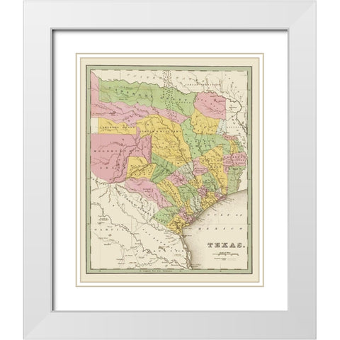 Texas Eastern Landowner Grants - Bradford 1838 White Modern Wood Framed Art Print with Double Matting by Bradford