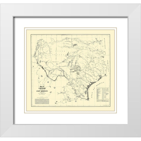Texas, Eastern New Mexico - Dunnovant 1857 White Modern Wood Framed Art Print with Double Matting by Dunnovant