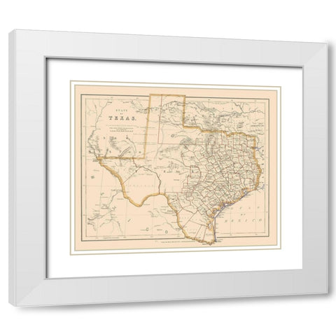 Texas - Stanford 1857 White Modern Wood Framed Art Print with Double Matting by Stanford
