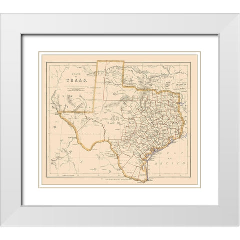 Texas - Stanford 1857 White Modern Wood Framed Art Print with Double Matting by Stanford