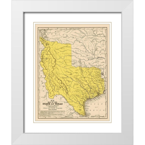 Texas Geographical - Mitchell 1847 White Modern Wood Framed Art Print with Double Matting by Mitchell