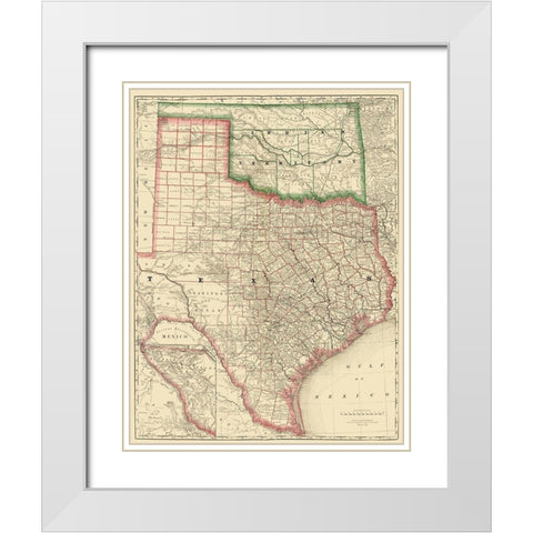 Texas and Indian Territory - Rand McNally 1879 White Modern Wood Framed Art Print with Double Matting by Rand McNally
