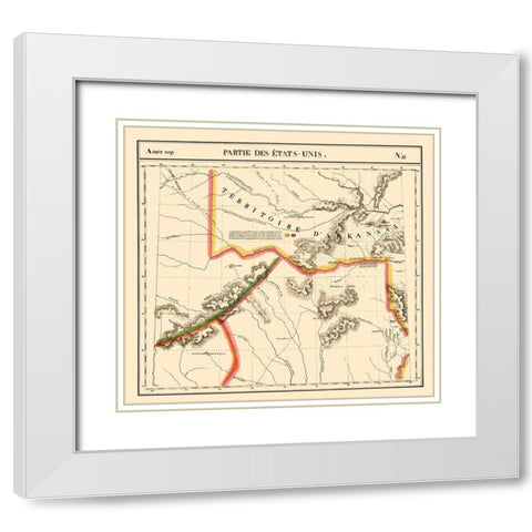 Texas, Arkansas Territory - Vandermaelen 1827 White Modern Wood Framed Art Print with Double Matting by Vandermaelen