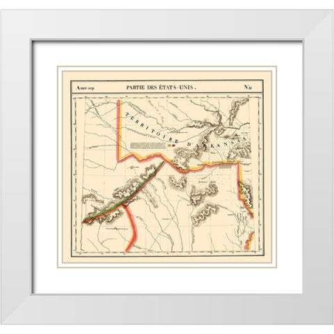 Texas, Arkansas Territory - Vandermaelen 1827 White Modern Wood Framed Art Print with Double Matting by Vandermaelen
