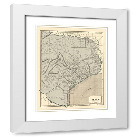 Texas - Morse and Breese 1845 White Modern Wood Framed Art Print with Double Matting by Morse