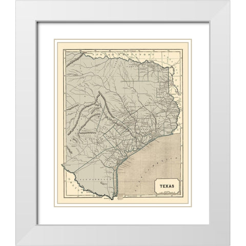 Texas - Morse and Breese 1845 White Modern Wood Framed Art Print with Double Matting by Morse