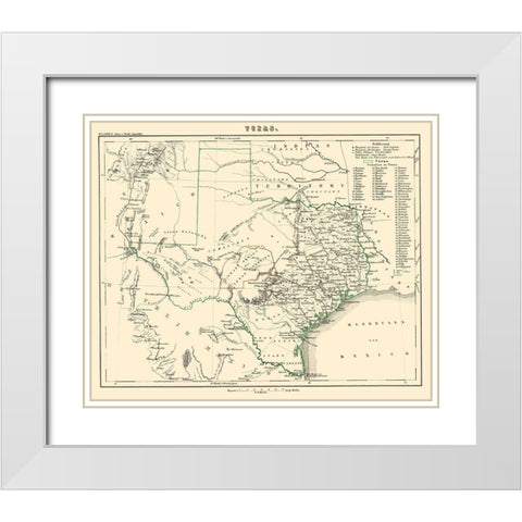 Texas - Lange 1854 White Modern Wood Framed Art Print with Double Matting by Lange