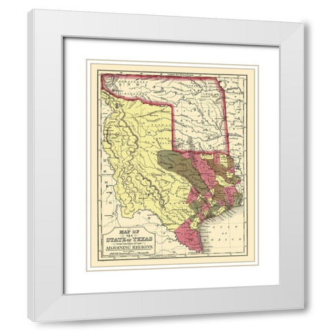 Texas - Cowperthwait and Mitchell 1846 White Modern Wood Framed Art Print with Double Matting by Cowperthwait