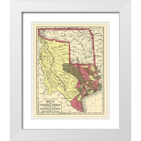 Texas - Cowperthwait and Mitchell 1846 White Modern Wood Framed Art Print with Double Matting by Cowperthwait