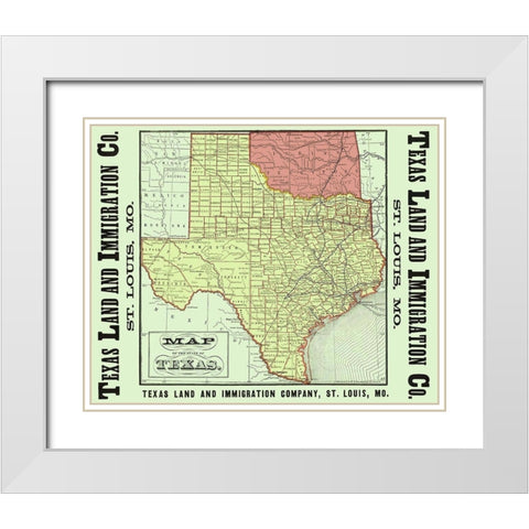 Texas - Texas Land and Immigration 1876 White Modern Wood Framed Art Print with Double Matting by Texas Land and Immigration