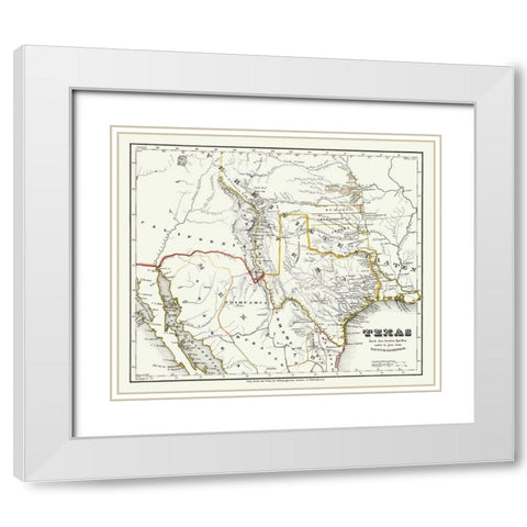 Texas and Surrounding Territories - Radefeld 1846 White Modern Wood Framed Art Print with Double Matting by Radefeld