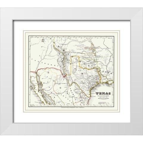 Texas and Surrounding Territories - Radefeld 1846 White Modern Wood Framed Art Print with Double Matting by Radefeld