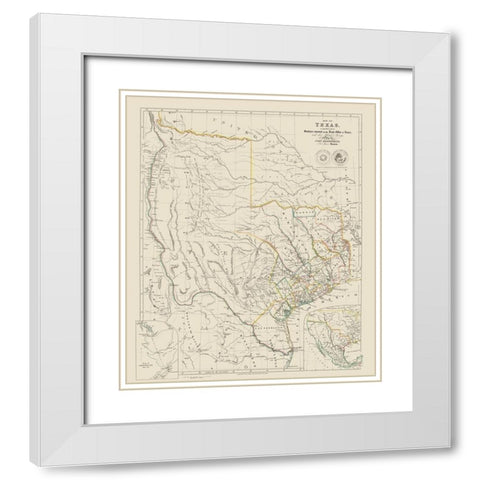 Texas and Surrounding Territories - Arrowsmith White Modern Wood Framed Art Print with Double Matting by Arrowsmith