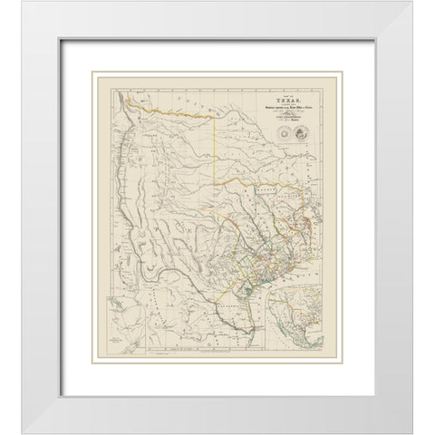Texas and Surrounding Territories - Arrowsmith White Modern Wood Framed Art Print with Double Matting by Arrowsmith