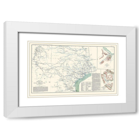 Texas, New Mexico - US War Dept 1857 White Modern Wood Framed Art Print with Double Matting by US War Dept