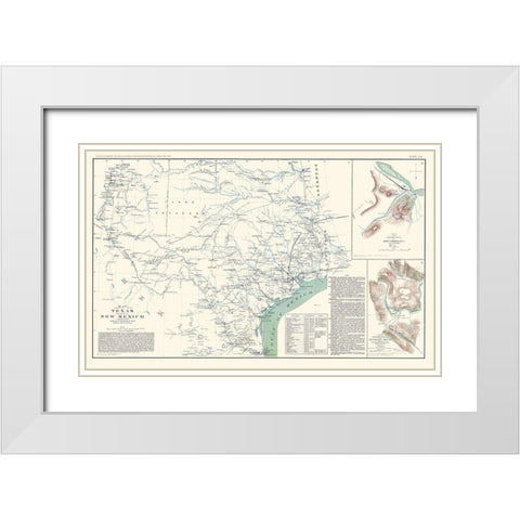 Texas, New Mexico - US War Dept 1857 White Modern Wood Framed Art Print with Double Matting by US War Dept