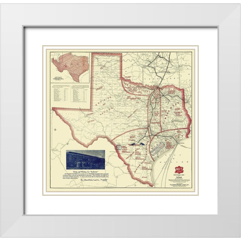 Texas Farming - Richey 1870 White Modern Wood Framed Art Print with Double Matting by Richey