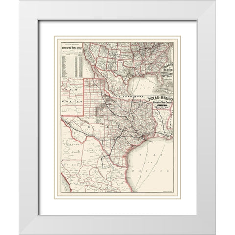 Houston and Texas Central Railways 1880 White Modern Wood Framed Art Print with Double Matting by Rand McNally