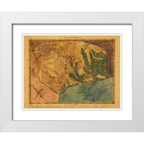 Texas Southeast - Austin 1822 White Modern Wood Framed Art Print with Double Matting by Austin