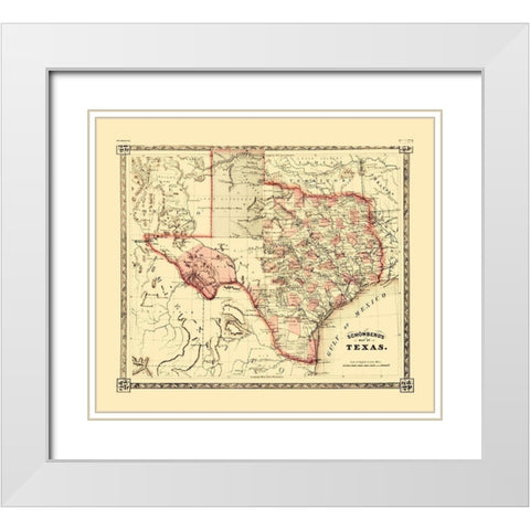 Texas - Schonberg 1867 White Modern Wood Framed Art Print with Double Matting by Schonberg
