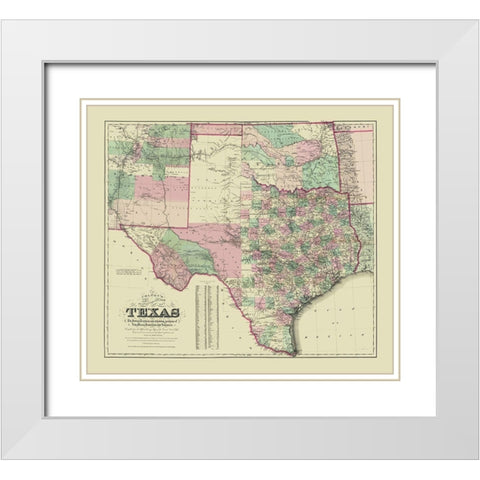 Texas - Colton 1872 White Modern Wood Framed Art Print with Double Matting by Colton