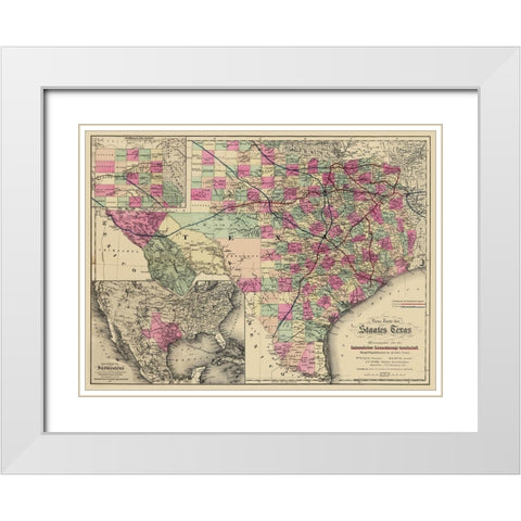Texas - Colton 1881 White Modern Wood Framed Art Print with Double Matting by Colton