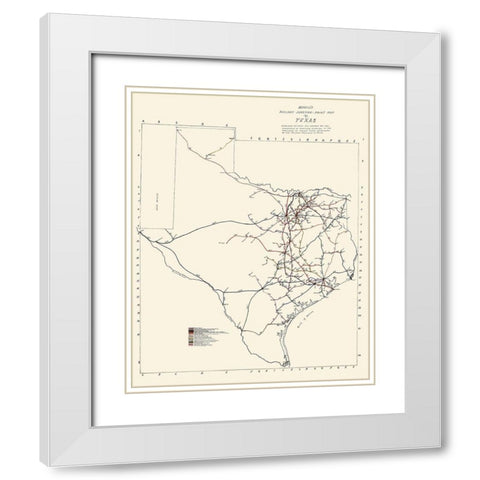 Texas Railway Junction Points - Bissell 1891 White Modern Wood Framed Art Print with Double Matting by Bissell